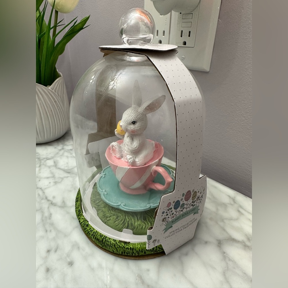 Easter decor - bunny in a dome